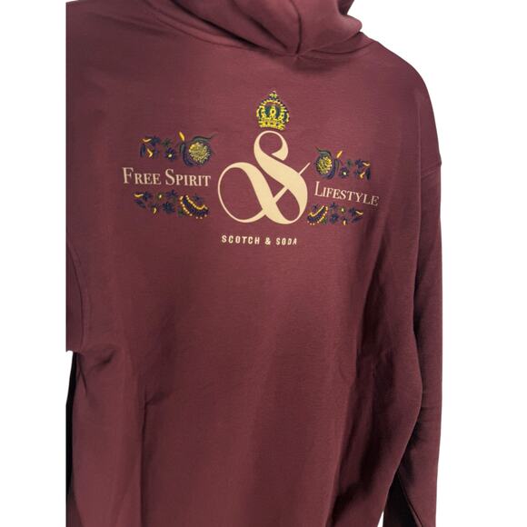 scotch and soda Other - Men's Scotch And Soda Men’s Relaxed Fit Fleece Maroon Graphic Hoodie Size M